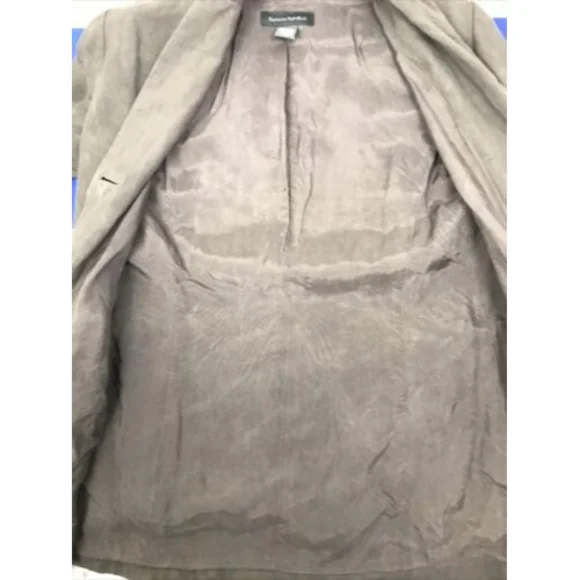 Vintage BANANA REPUBLIC Dark Khaki Silk Rayon Jacket Blazer size 4 - Picture 5 of 7